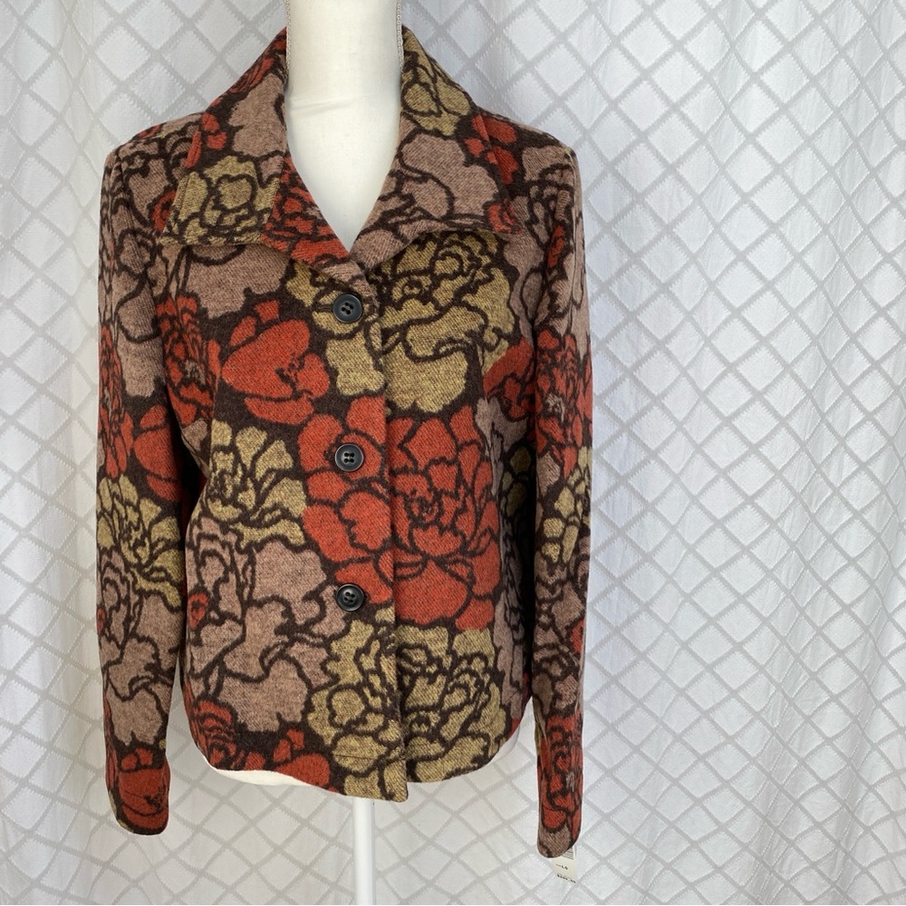 Pendleton Floral Wool Blend Button Up Blazer Jacket Size Large